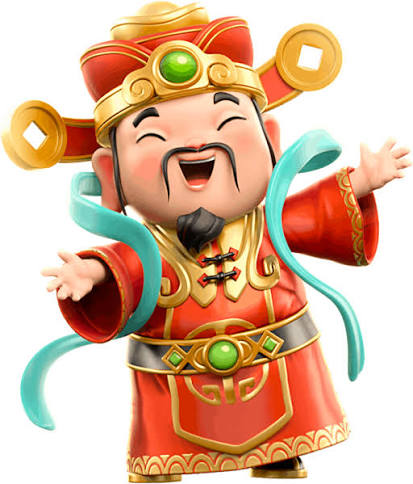 Personagem Caishen em pose acolhedora